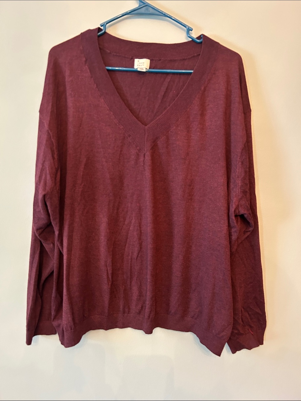A New Day V-Neck Burgundy Sweater, Size XXL